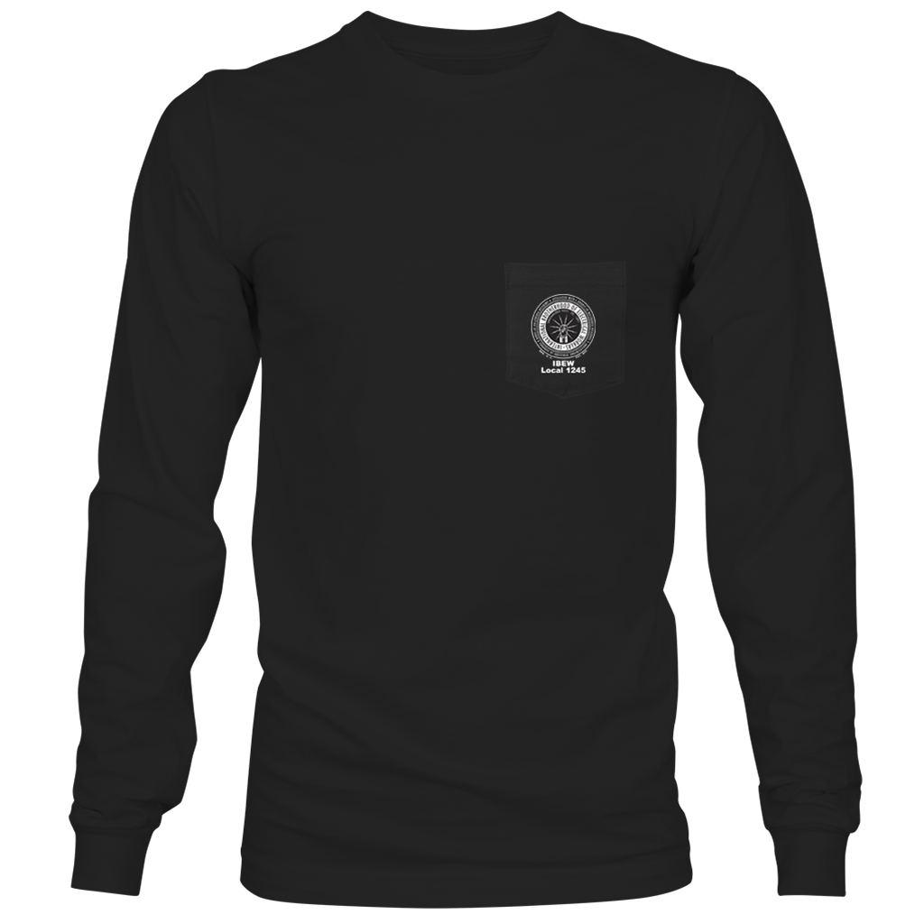 Black Long Sleeve Pocket T-Shirt – IBEW1245 Black Long Sleeve Pocket T-Shirt – IBEW1245